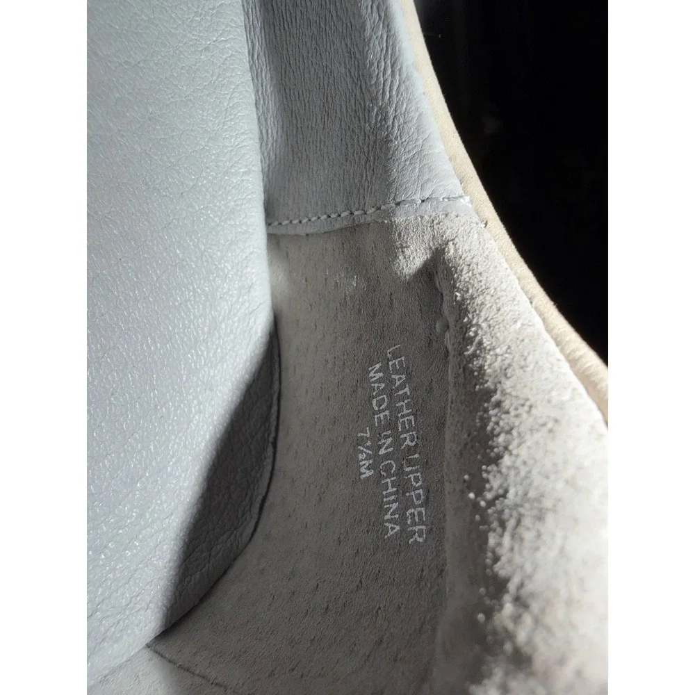 J/Slides Womens 7.5 Ivory Nubuck Leather Slip On‎ Flatform Sneakers EUC
